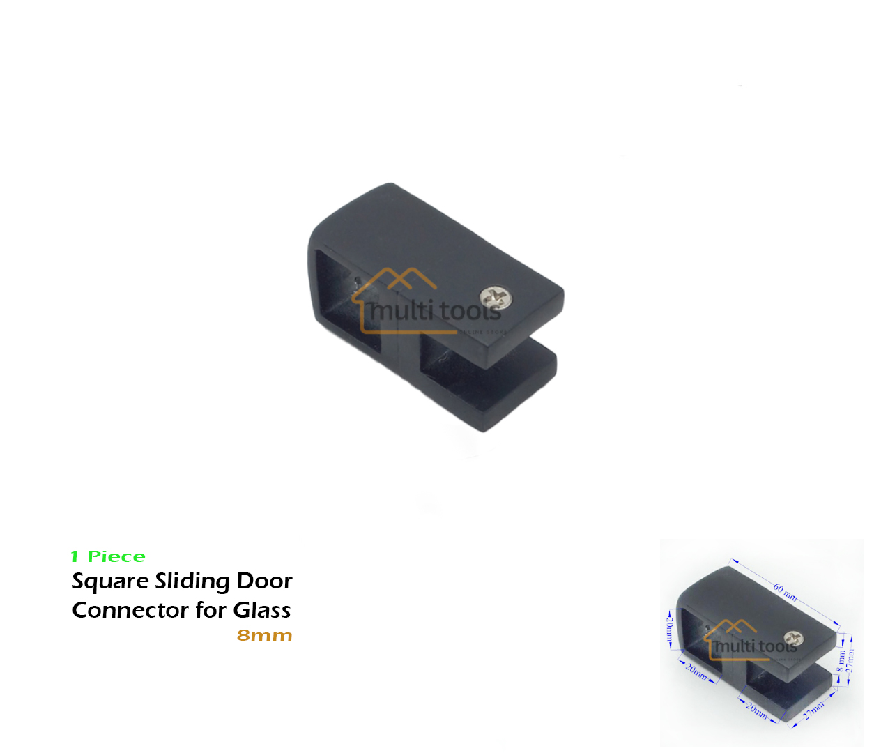 8mm Square Sliding Door Connector For Glass.